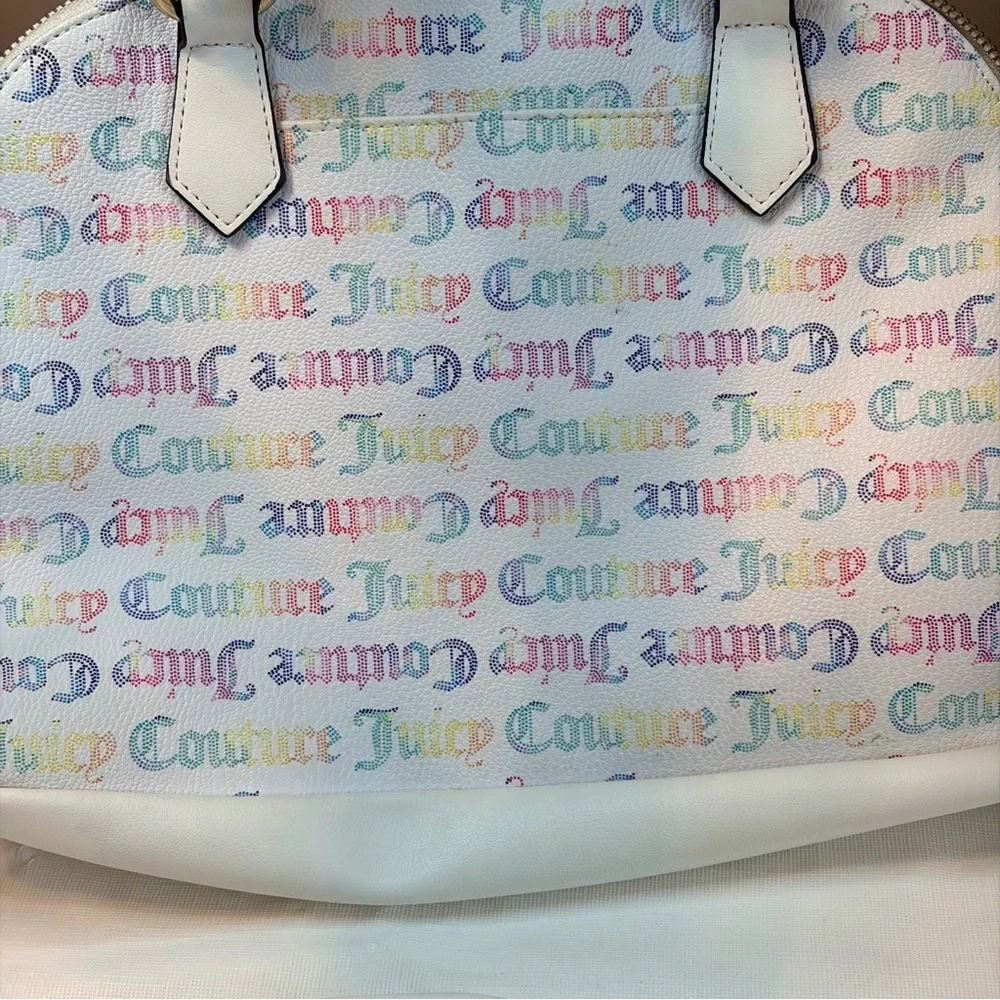 Juicy Couture White Satchel with Colorful Logo